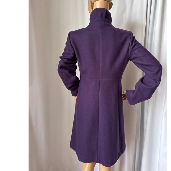 J. Crew Uptown Dress Purple coat pleated stand collar preppy size 2 - Picture 2 of 16